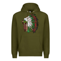Army Green christmas indian feather headdress Premium Hoodie - RanaPortraitStore