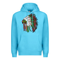 Ocean Blue christmas indian feather headdress Premium Hoodie - RanaPortraitStore