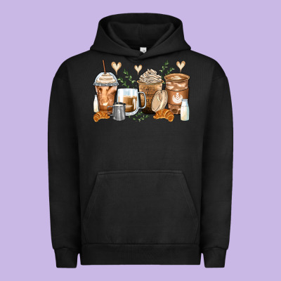 Latte Coffee Cups Urban Hoodie Designed By Zillion Design Studio