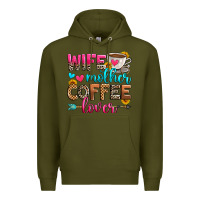 Army Green wife mother coffee lover Premium Hoodie - Zillion Design Studio