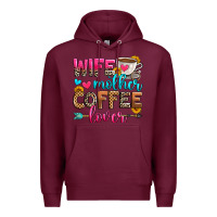 Burgundy wife mother coffee lover Premium Hoodie - Zillion Design Studio