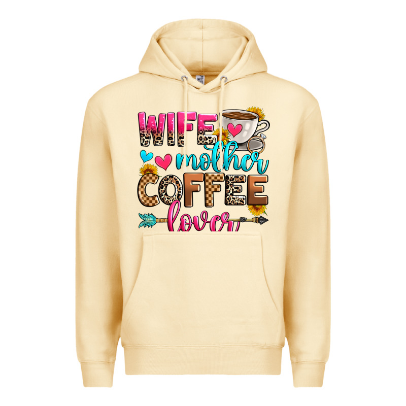 Wife Mother Coffee Lover Premium Hoodie by Zillion Design Studio | Teevron