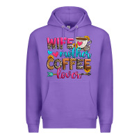 Purple wife mother coffee lover Premium Hoodie - Zillion Design Studio