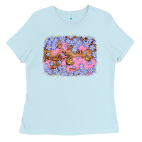Baby Blue easter butterfly leopard background Ladies Tee - Artiststas