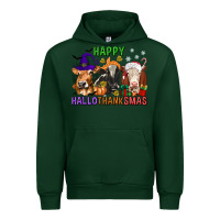 Forest Green happy hallothanksmas with cow Urban Hoodie - texasbilliewilder