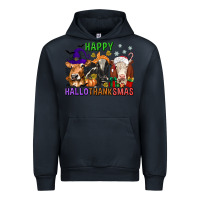 Navy happy hallothanksmas with cow Urban Hoodie - texasbilliewilder