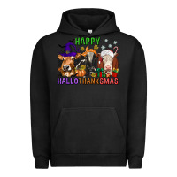Pigment Black happy hallothanksmas with cow Urban Hoodie - texasbilliewilder