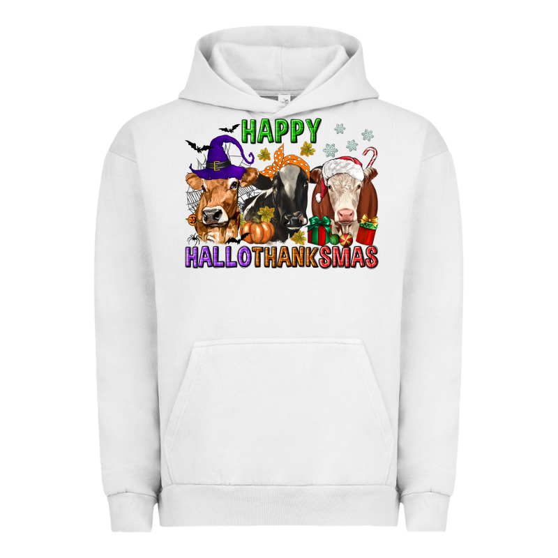 Happy Hallothanksmas With Cow Urban Hoodie by texasbilliewilder | Teevron