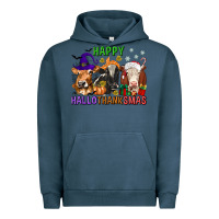 Pigment Midnight Navy happy hallothanksmas with cow Urban Hoodie - texasbilliewilder
