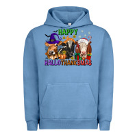 Pigment Pebble Blue happy hallothanksmas with cow Urban Hoodie - texasbilliewilder