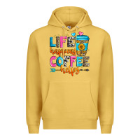Antique Gold life happens coffee helps Premium Hoodie - Zillion Design Studio