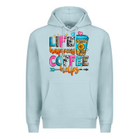 Blue Mist life happens coffee helps Premium Hoodie - Zillion Design Studio