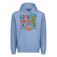 Colony Blue life happens coffee helps Premium Hoodie - Zillion Design Studio