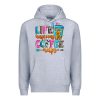 Heather Grey life happens coffee helps Premium Hoodie - Zillion Design Studio