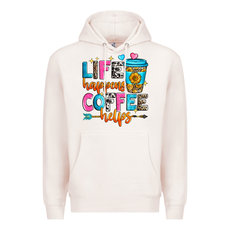 Life Happens Coffee Helps Premium Hoodie by Zillion Design Studio | Teevron