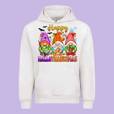 Happy Hallothanksmas Gnomes Urban Hoodie Designed By Texasbilliewilder