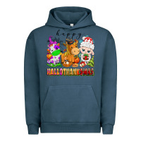 Pigment Midnight Navy happy hallothanksmas farm animals Urban Hoodie - texasbilliewilder