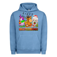 Pigment Pebble Blue happy hallothanksmas farm animals Urban Hoodie - texasbilliewilder
