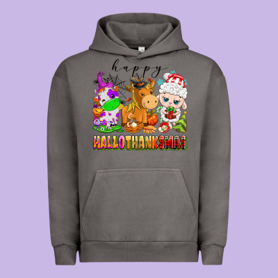 Happy Hallothanksmas Farm Animals Urban Hoodie Designed By Texasbilliewilder