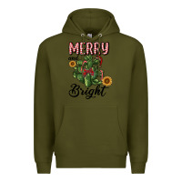 Army Green merry and bright with cactus Premium Hoodie - RanaPortraitStore