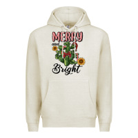 Oatmeal Heather merry and bright with cactus Premium Hoodie - RanaPortraitStore