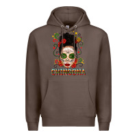 Coffee Mexicana Skull Girl Messy Bun Premium Hoodie - texasbilliewilder