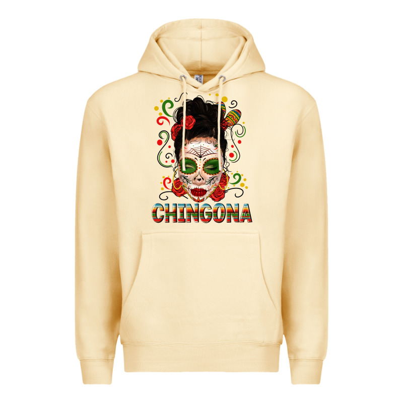 Mexicana Skull Girl Messy Bun Premium Hoodie by texasbilliewilder | Teevron