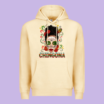 Mexicana Skull Girl Messy Bun Premium Hoodie Designed By Texasbilliewilder