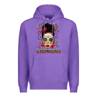 Purple Mexicana Skull Girl Messy Bun Premium Hoodie - texasbilliewilder