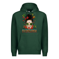 Sports Green Mexicana Skull Girl Messy Bun Premium Hoodie - texasbilliewilder