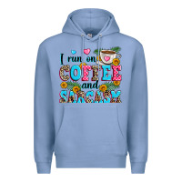 Colony Blue i run on coffee and sarcasm Premium Hoodie - Zillion Design Studio