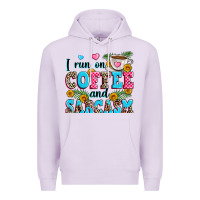 Lilac i run on coffee and sarcasm Premium Hoodie - Zillion Design Studio