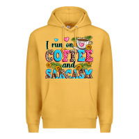 Mustard i run on coffee and sarcasm Premium Hoodie - Zillion Design Studio