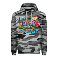 Slate Camo i run on coffee and sarcasm Premium Hoodie - Zillion Design Studio