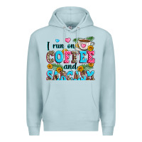 Blue Mist i run on coffee and sarcasm Premium Hoodie - Zillion Design Studio