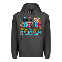Charcoal Heather i run on coffee and sarcasm Premium Hoodie - Zillion Design Studio
