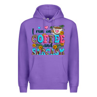 Purple i run on coffee and sarcasm Premium Hoodie - Zillion Design Studio
