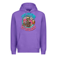 Purple i hate everyone but coffee helps Premium Hoodie - Zillion Design Studio
