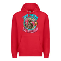 Red i hate everyone but coffee helps Premium Hoodie - Zillion Design Studio