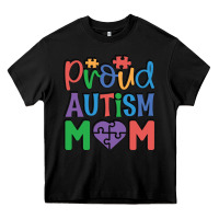 Black Proud Autism Mom Heavy Core Tee - CowhideDigitalArt