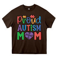Chocolate Brown Proud Autism Mom Heavy Core Tee - CowhideDigitalArt