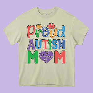 Proud Autism Mom Heavy Core Tee Designed By Cowhidedigitalart
