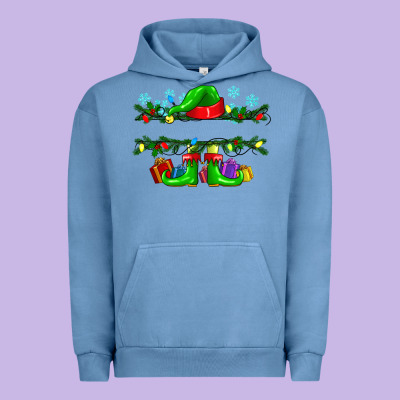 Custom Name Christmas Elf Urban Hoodie Designed By Texasbilliewilder