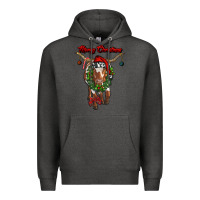Charcoal Heather merry christmas longhorn cow Premium Hoodie - RanaPortraitStore