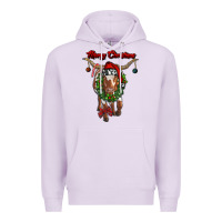 Lilac merry christmas longhorn cow Premium Hoodie - RanaPortraitStore