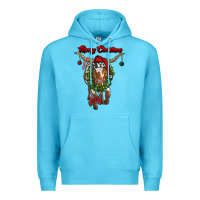 Ocean Blue merry christmas longhorn cow Premium Hoodie - RanaPortraitStore