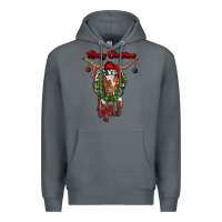 Rock merry christmas longhorn cow Premium Hoodie - RanaPortraitStore