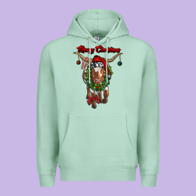 Merry Christmas Longhorn Cow Premium Hoodie Designed By Ranaportraitstore