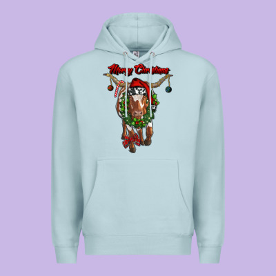Merry Christmas Longhorn Cow Premium Hoodie Designed By Ranaportraitstore