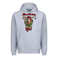 Heather Grey merry christmas longhorn cow Premium Hoodie - RanaPortraitStore